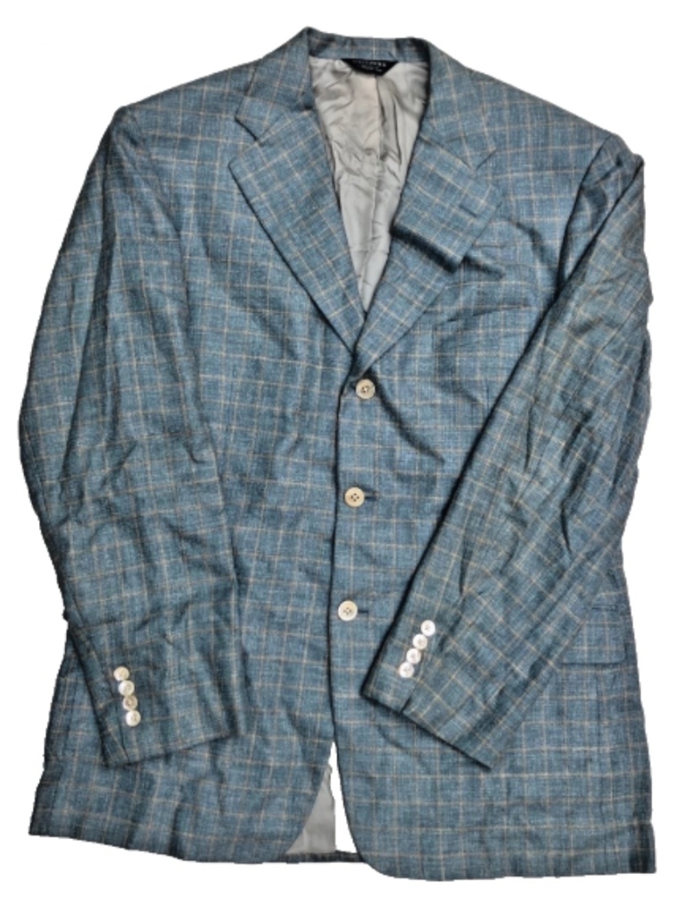 Southwick for Barneys New York Blazer 43 Tall Blue Windowpane 3 Button USA